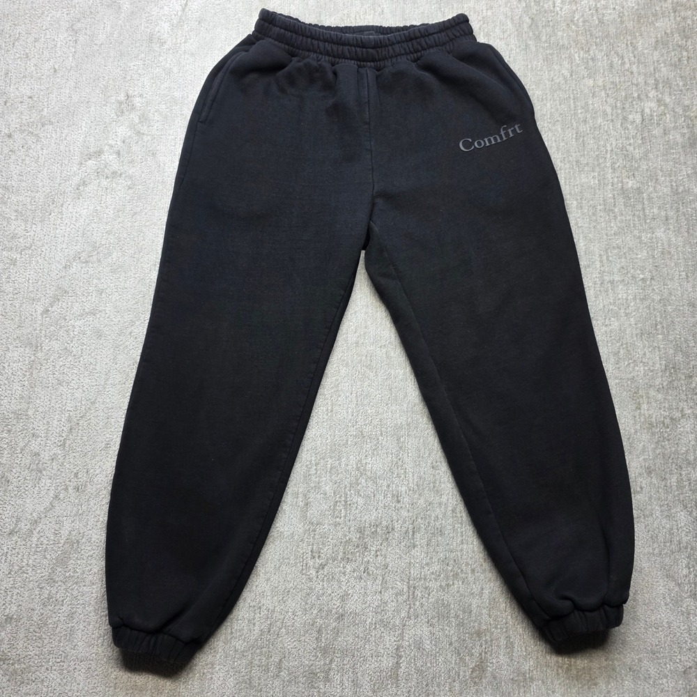 Comfrt Mens Black Logo Fleece Jogger Sweatpants Size Large RN170537